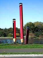 Riverbank art. "Balancing Act" by Daniel Clifford